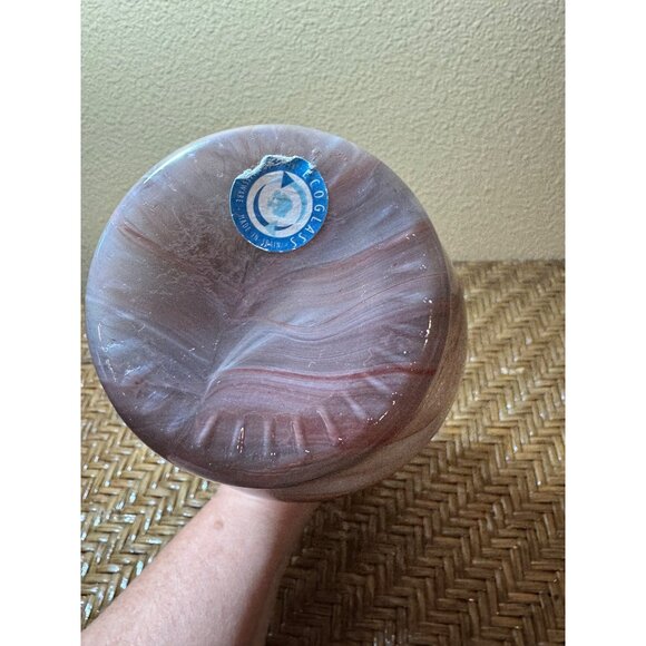 Vintage Ecoglass Spain Hand-Blown Swirled Glass Marble Vase - Picture 7 of 10
